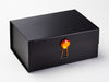 Orange Zircon Gemstone Gift Box Closure Featured on Black A5 Deep Gift Box