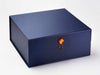 Navy XL Deep Gift Box Featuring Orange Zircon Gemstone Closure