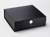 Black Gift Box Featuring White Facet Dome Decorative Closure