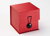 Black Gloss Smooth Decorative Closure Featured on Large Red Cube Gift Box