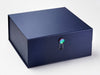 Rainbow Moonstone Decorative Gift Box Closure Featured on Navy Blue XL Deep
