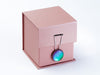 Rainbow Moonstone Decorative Gift Box Closure Featured on Small Rose Gold Cube