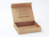 Natural Kraft Photo Frame Assembled to Inside Lid of Natural Kraft A4 shallow Gift Box
