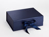 A4 Deep Navy Blue Folding Gift Box with Changeable Ribbon