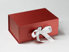 Red Pearl A5 Deep Gift Box with Slots featuring White Ribbon