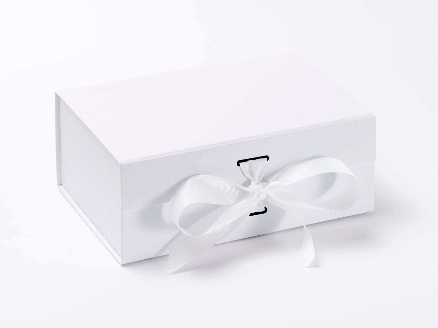 White A5 Deep Folding Gift Box with changeable ribbon from Foldabox USA