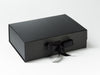 Black A4 Deep Folding Magnetic Closure Gift Box with changeable ribbon