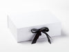Example of Black Congratulations Chalkboard Ribbon Featured on White A4 Deep Gift Box