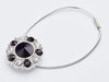 Black and White Diamond Gemstone Gift Box Closure with Silver Elastic Cord Loop