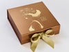 Copper Gift Box with Custom Gold Foil Design and Gold Ribbon