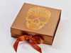 Copper Folding Gift Box with Custom Copper Foil Design and Copper Ribbon