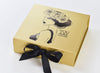 Gold Folding Gift Box Featured with Black Grosgrain Ribbon