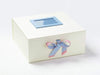 Example of Rose Pink and French Blue Double Ribbon Bow Featured on Ivory XL Deep Gift Box with Pale Blue Photo Frame