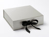Large Silver Folding Gift Box Featured with black ribbon