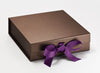 Bronze Luxury Gift Box Featured with Ultra Violet Ribbon