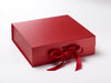 Red Large Gift Box or Hamper Box with Slots and Changeable Ribbon