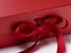 Large Pearl Red Gift Box with Slots and Changeable Ribbon from Foldabox USA
