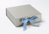 Medium Silver Slot Gift Box Featured with French Light Blue Ribbon