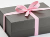 Naked Gray Folding Gift Box with Rose Pink Grosgrain Ribbon