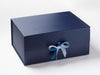 Navy Blue Gift Box Featured with Bluebell and Porcelain Blue Double Ribbon Bow