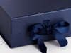 Navy Blue A5 Deep Folding Gift Box Sample Ribbon Detail