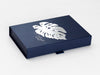 Navy Blue Folding Gift Box with Custom Silver Foil Logo