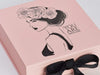 Pale Pink Folding Gift Box Featuring Black Custom Logo and Black Ribbon