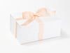 Peach Recycled Satin Ribbon Featured on White A Deep Gift Box