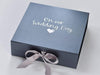 Pewter Gift Box with Customer Personalisation and Silver Gray Ribbon