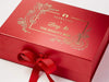 Red Gift Box Featuring Custom Gold Foil Printed Design to Lid