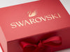 Red Gift Box with Custom Rose Gold Foil Print Design