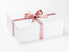 Rose Pink Sparkle Bee Satin Ribbon Featured on White Gift Box