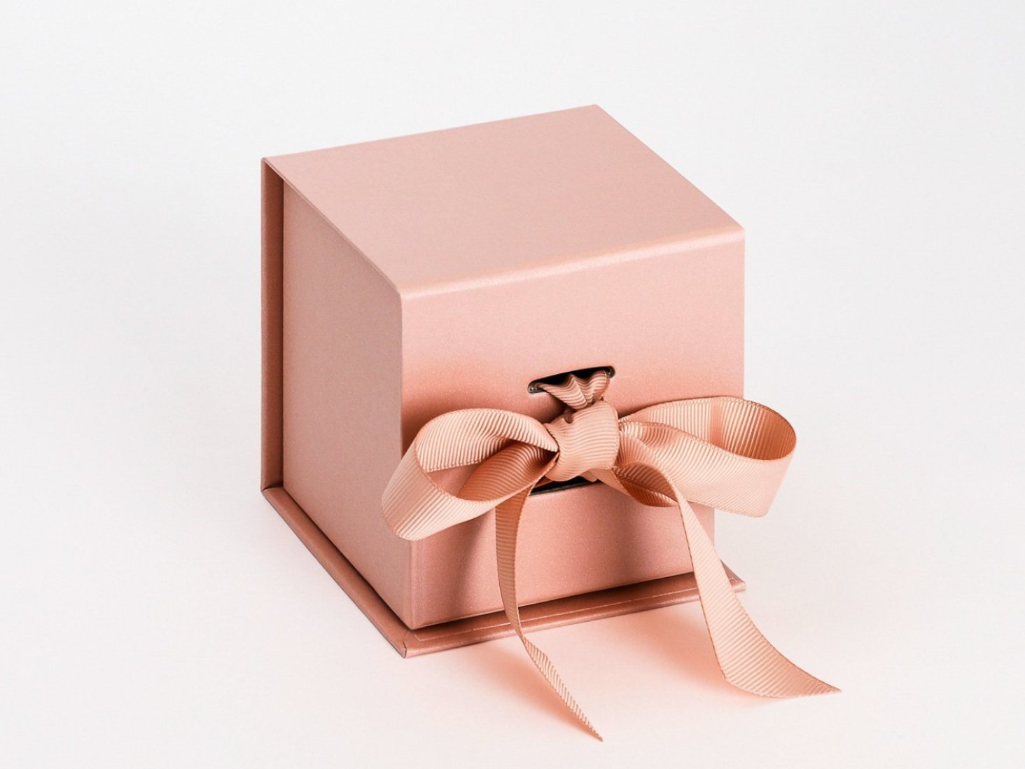 Rose Gold Small Cube Gift Boxes with changeable ribbon