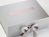Silver Gift Box with Custom Rose Pink Foil Custom Logo