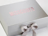 Silver Gift Box Featuring Custom Printed Rose Pink Foil Logo