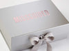 Silver Luxury gift Box with Rose Pink Custom Printed Foil Logo
