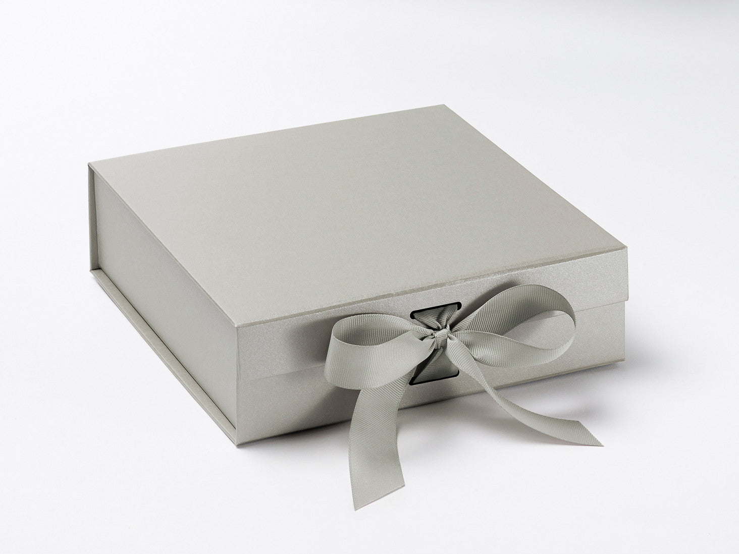 Silver Gray Medium Gift Box with Changeable Ribbon