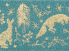 Teal Recycled Satin Ribbon Printed with Gold Woodland Scene