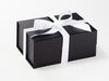 Example of White Recycled Satin Ribbon Featured on Black A5 Deep Gift Box