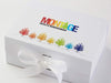 White Gift Box Featuring CMYK Custom printed design to lid