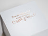 Small White Cube Folding Gift Box with Custom Rose Gold Foil Logo