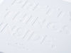 Deep Debossed Logo to Lid of White Gift Box