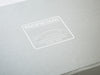 Custom Printed White Logo to Lid of Silver Gray Pearl Gift Boxl