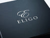 Black Folding Gift Box with Custom Printed White Logo to Lid
