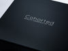 Black Gift Box with White Custom Printed Logo to Lid