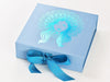 Pale Blue Gift Box Featured with Methyl Blue Ribbon and Custom Blue Foil Printed Design