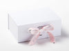 Example of Pale Pink It's a Girl Printed Ribbon Double Bow Featured on White A5 Deep Gift Box
