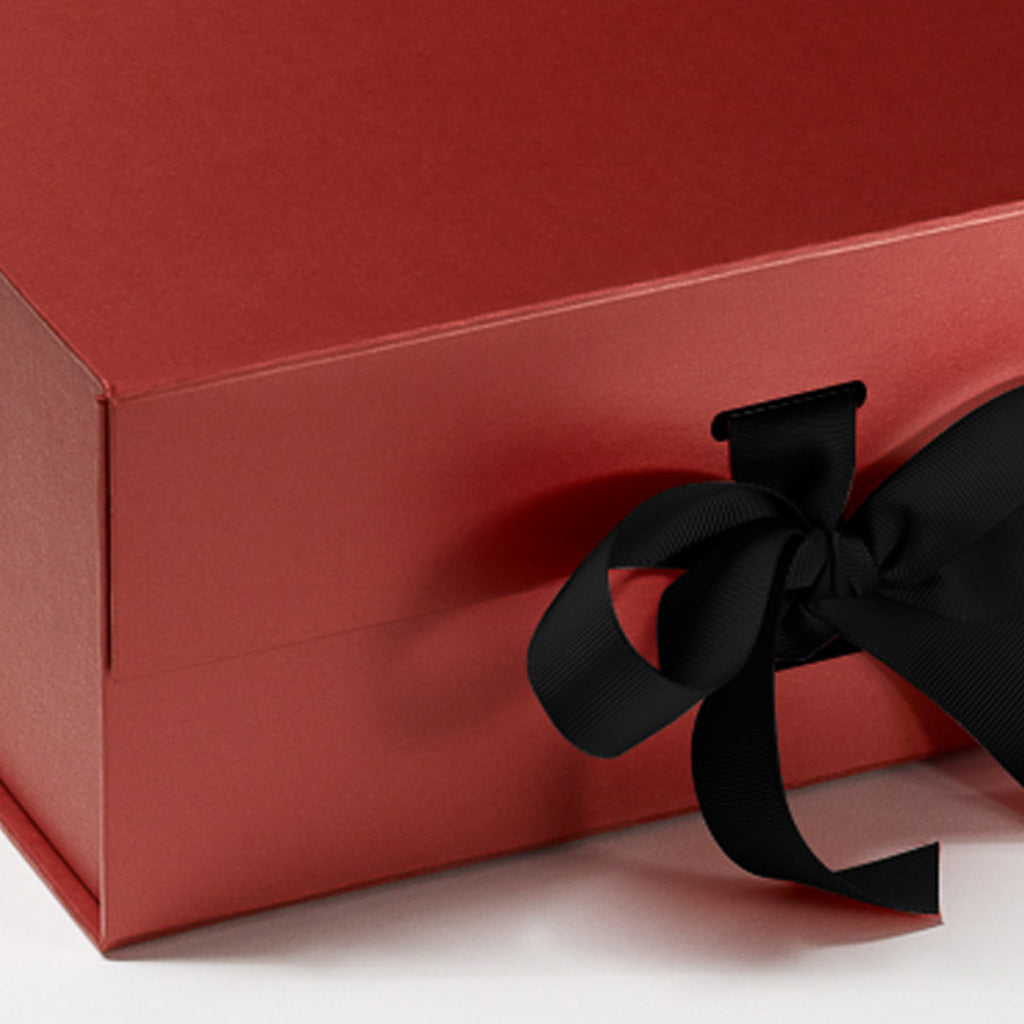 Red Folding Gift Box with black ribbon