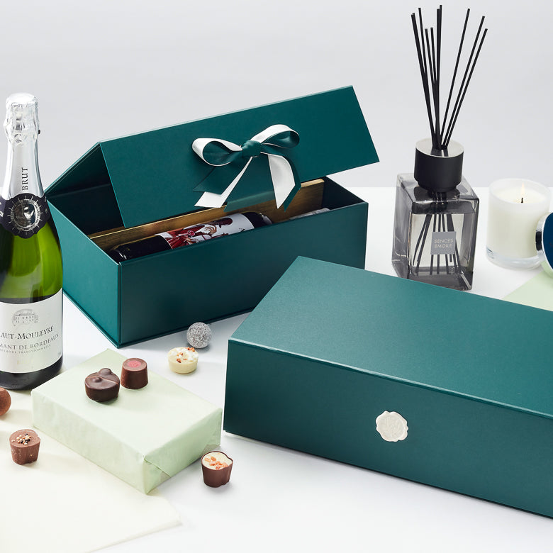 Double Bottle Folding Gift Boxes with Ribbon