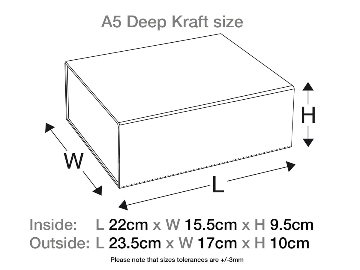 Natural Kraft A5 Deep No Magnets Gift Box Assembled Size